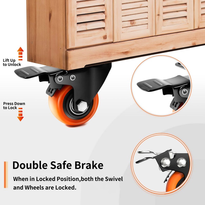 TAYLOON Caster Wheels- 2 Inch Casters Set of 4 Heavy Duty, Locking Industrial Casters with No Noise Polyurethane Wheels, Swivel Plate Casters for Furniture and Workbench - Set of 4 (Free Screws)… - Image 5